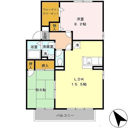 カームフォレスト(2LDK/2階)の間取り写真