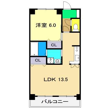 シャルマン(1LDK/4階)の間取り写真
