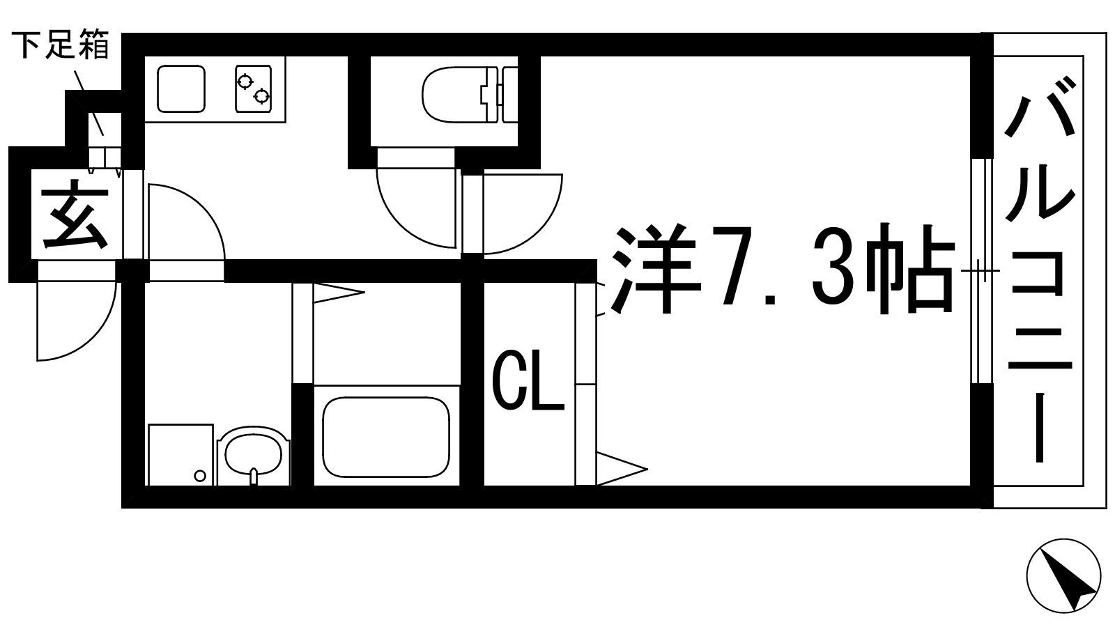 エステイトE池田1(1K/1階)の間取り写真