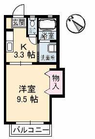 アメニックス福山11番館(1K/1階)の間取り写真