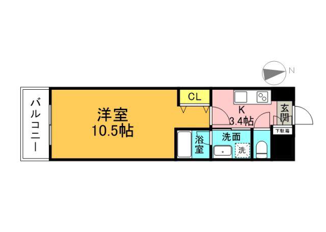 プレヴナンスM(1K/9階)の間取り写真