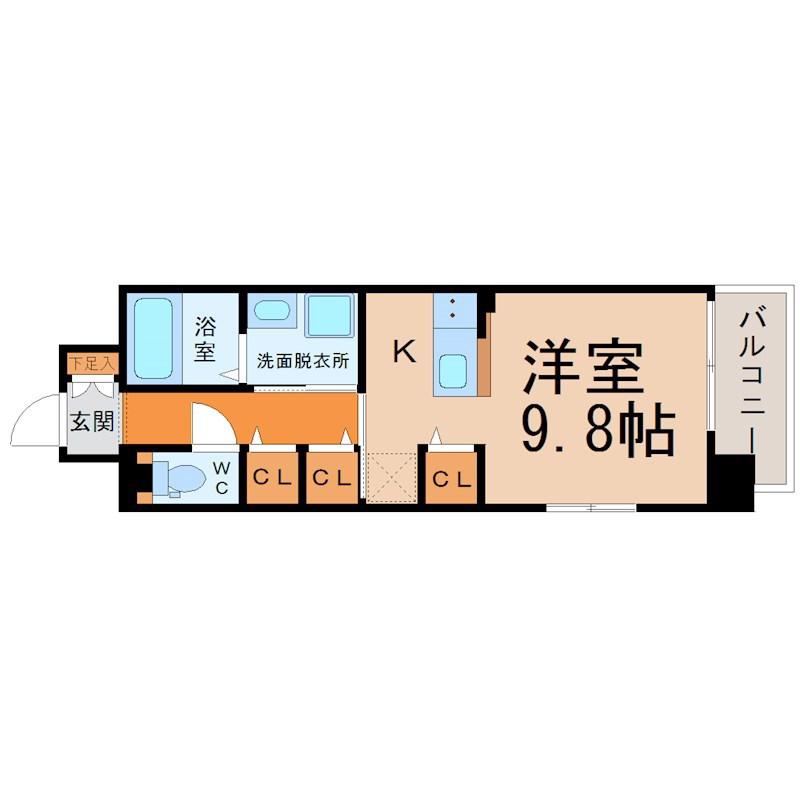 アスティオン(1K/6階)の間取り写真