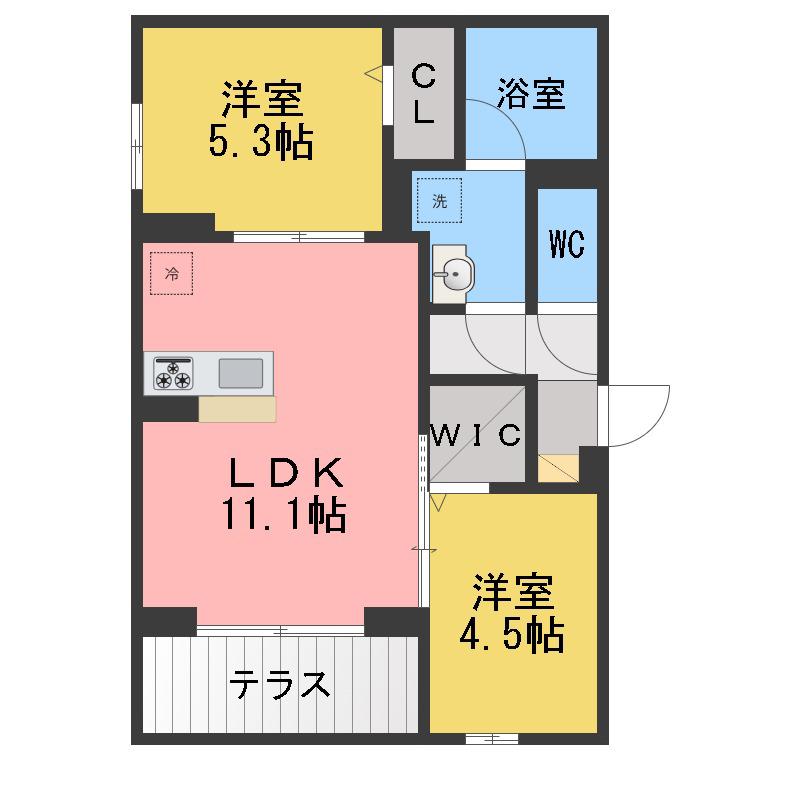 アルスフィルド相模原(2LDK/3階)の間取り写真