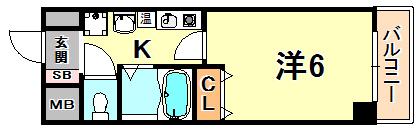 セレブコート(1K/9階)の間取り写真