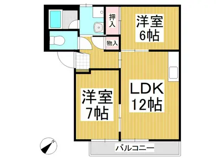 コーポ松(2LDK/1階)の間取り写真
