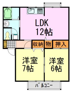 エクセルSAITA-II(2LDK/2階)の間取り写真