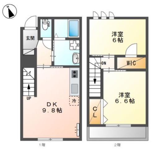 ヘリクリサム(2LDK/1階)の間取り写真