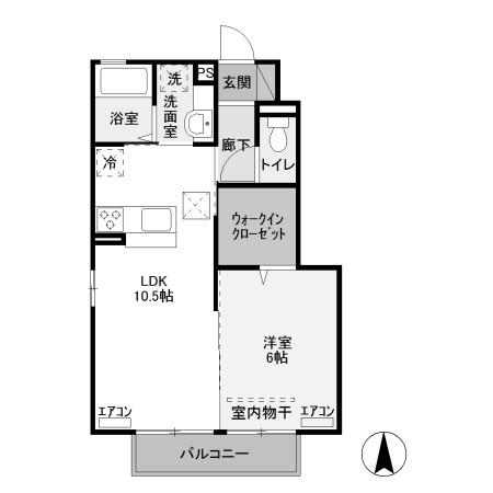 グリーングラス(1LDK/1階)の間取り写真