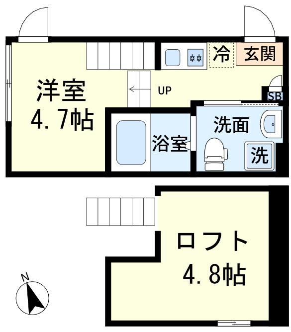 ブリエ新小岩(ワンルーム/1階)の間取り写真