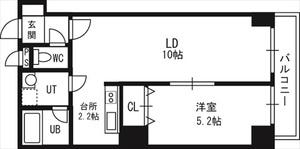 エステラ南3条館A(1LDK/4階)の間取り写真