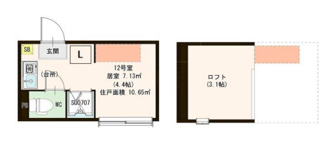 ハーモニーテラス新小岩III(ワンルーム/1階)の間取り写真