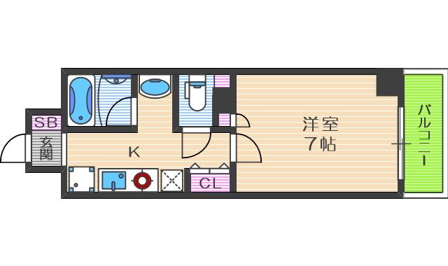 ラナップスクエア東梅田(1K/8階)の間取り写真