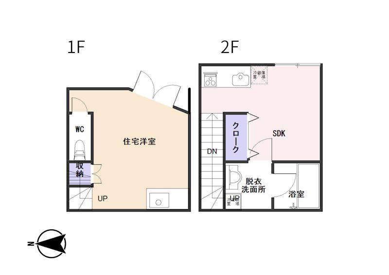 シャ・ミニヨンB(1LDK/1階)の間取り写真