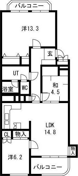 シャンボール山手 D棟(3LDK/4階)の間取り写真