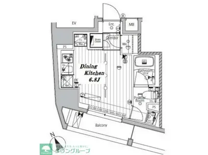 メイクスデザイン品川戸越(1K/7階)の間取り写真