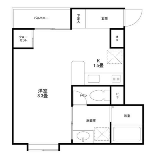 アーク桜新町(ワンルーム/1階)の間取り写真