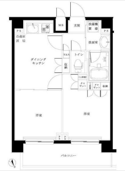 ルーブル旗の台弐番館(2DK/5階)の間取り写真