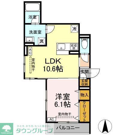 パラディーゾ湘南(1LDK/3階)の間取り写真