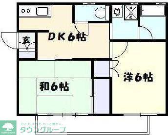 リバティハイツA(2DK/2階)の間取り写真