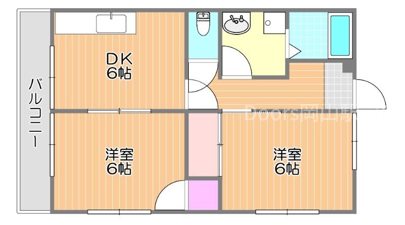 田口コーポII(2DK/2階)の間取り写真