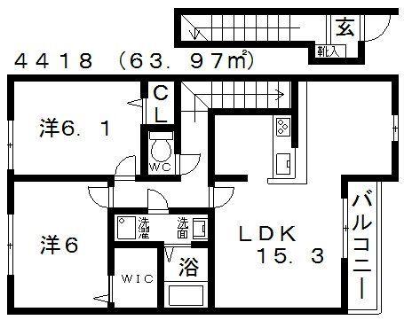 ベルドミール(2LDK/2階)の間取り写真