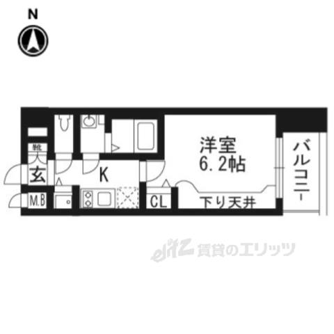 プレサンス京都鴨川(1K/4階)の間取り写真