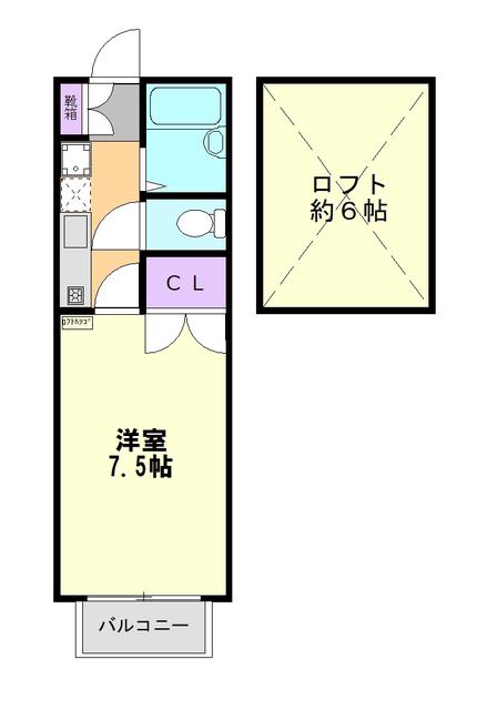 ラインラルト越谷(1K/1階)の間取り写真