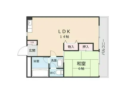 第16オオタビル(1LDK/5階)の間取り写真