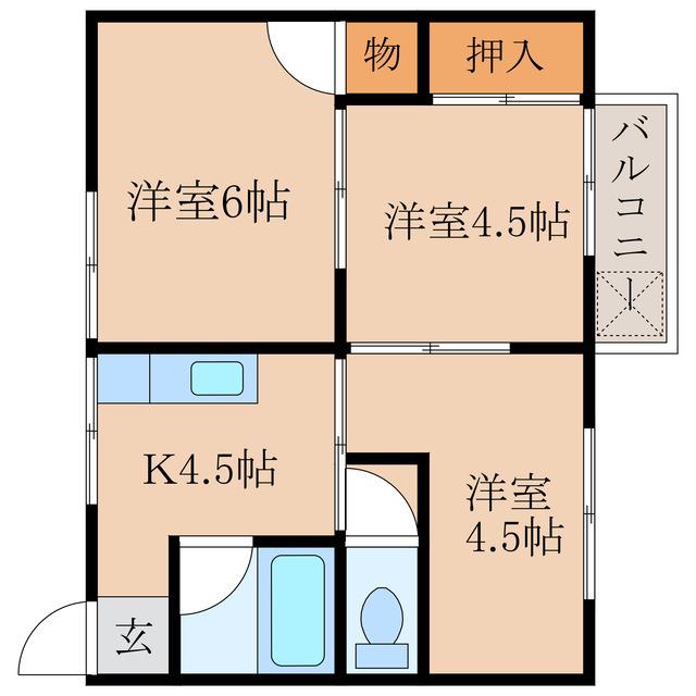 ALBA B棟(3K/2階)の間取り写真