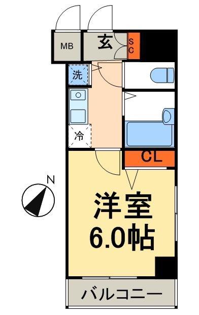 フェニックス日本橋三越前(1K/4階)の間取り写真
