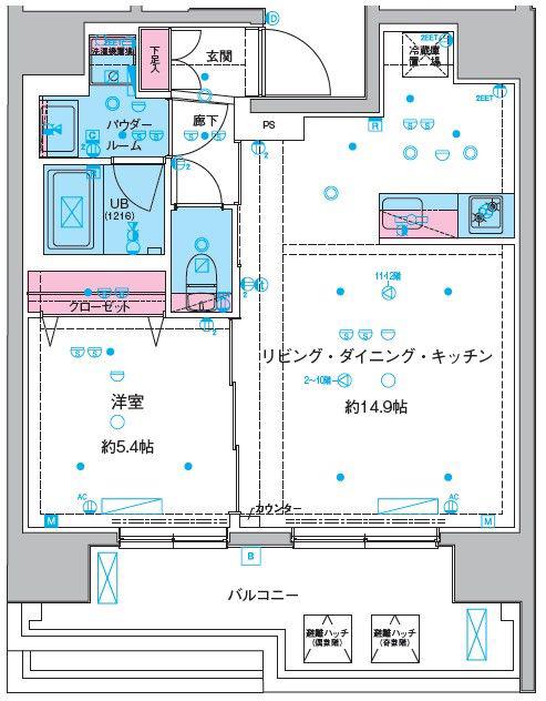 GENOVIA本所吾妻橋III(1LDK/11階)の間取り写真