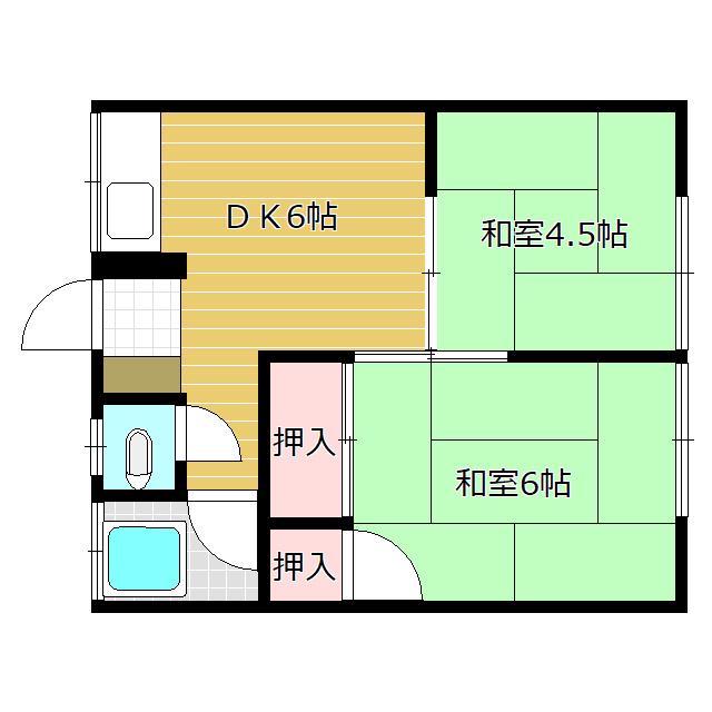 平和荘(2DK/2階)の間取り写真