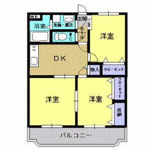 ユーミーカブキ(3DK/1階)の間取り写真