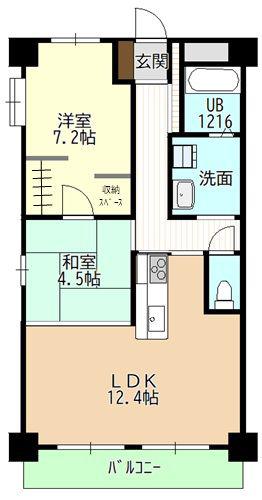 猪高ハイツ(2LDK/3階)の間取り写真