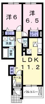 サンリット・ヴィラ(2LDK/1階)の間取り写真