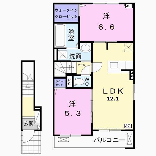 ルーストIV(2LDK/2階)の間取り写真