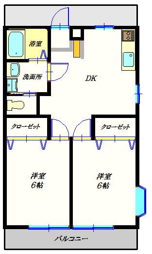 ルミエール(2DK/1階)の間取り写真