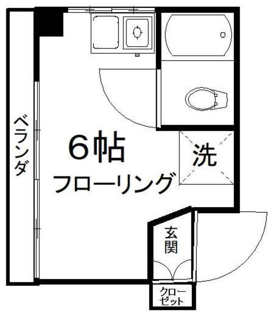ドミール高橋(ワンルーム/2階)の間取り写真