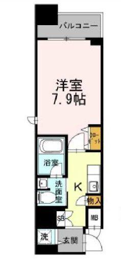 カスタリア堺筋本町(1K/12階)の間取り写真