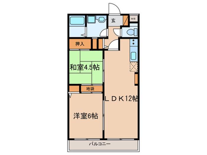 ロワール赤塚(2LDK/1階)の間取り写真