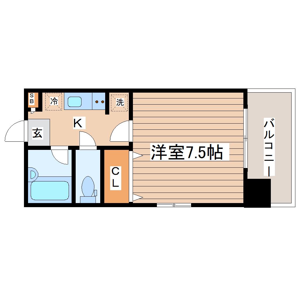 フラットリア仙台駅東(1K/5階)の間取り写真