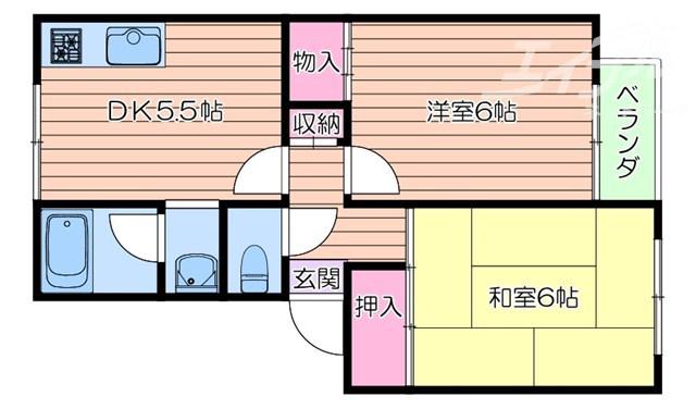 熊野マンション(2DK/1階)の間取り写真