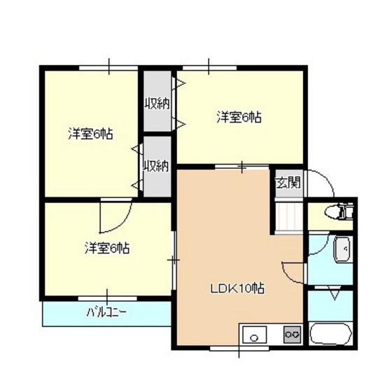 グレース上堂 A(3LDK/2階)の間取り写真