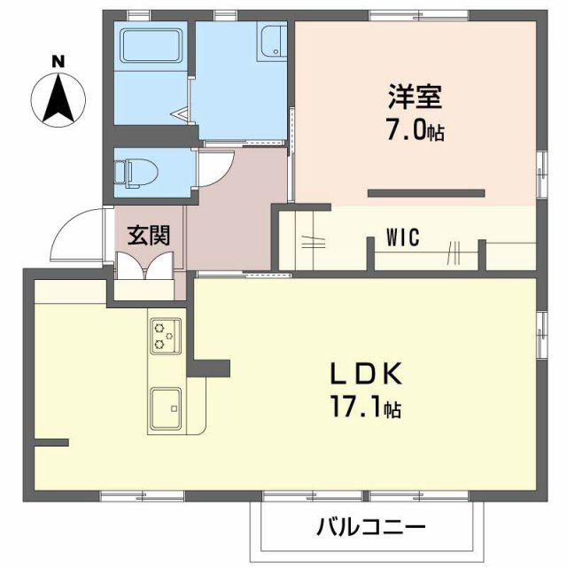 ディアス馬見塚 B(1LDK/1階)の間取り写真