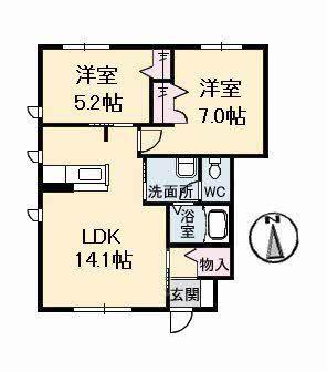 スカイメゾン 11番館(2LDK/1階)の間取り写真