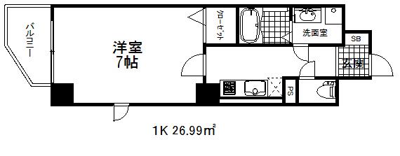 アシストみなと元町(1K/11階)の間取り写真