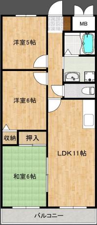 LMヒルズ平野(3LDK/6階)の間取り写真