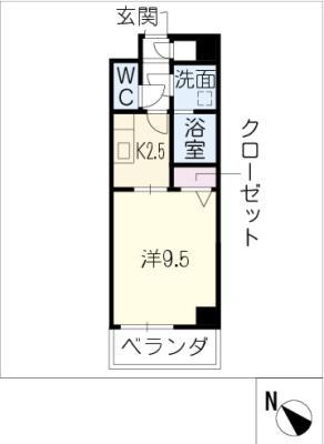 リヴェール藤が丘(1K/5階)の間取り写真