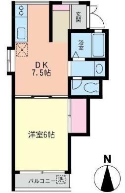 関水ビル(1DK/3階)の間取り写真