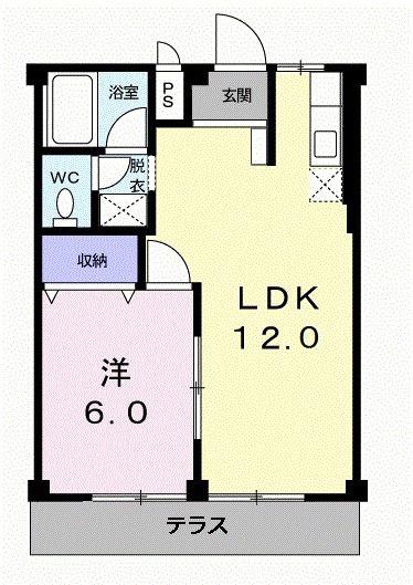 グリーンハイツ(1LDK/1階)の間取り写真